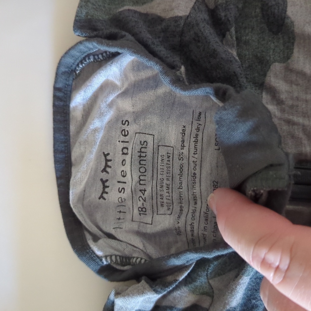 Little Sleepies Camo Print One-Piece Pajamas in Green and Gray - Picture 3 of 3
